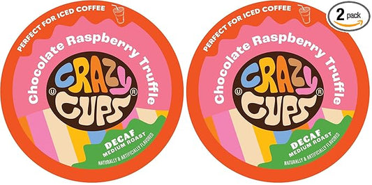 Crazy Cups Decaf Flavored Coffee Pods - Decaf Chocolate Raspberry Truffle - Decaffeinated Coffee pods for Keurig K-Cups Machines, 22 Counts (Pack of 2)