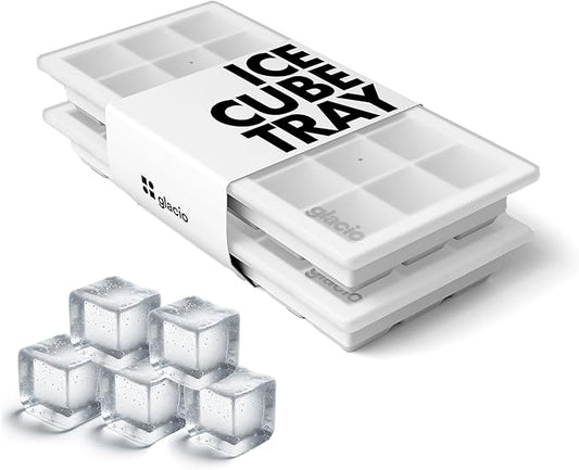 glacio Ice Cube Tray – Small Silicone Molds with Lids, BPA-Free and Flexible for Cocktails and Beverages – Set of 2