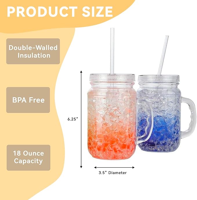 Lily's Home Old Fashion Drinking Glasses at BBQs and Parties, Clear with Assorted Color Accents (With Lids and Straws)