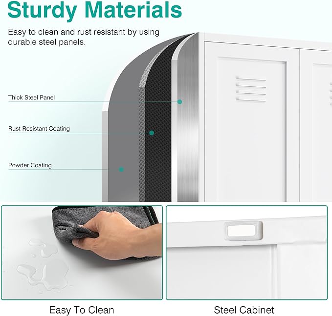 SISESOL White Metal Storage Cabinet,71" Tall Pantry Cabinet,Kitchen Pantry Storage Cabinets with 2 Doors and 6 Shelves,Wide Deep Food Cupboard for Home,Kitchen,Dining/Living Room