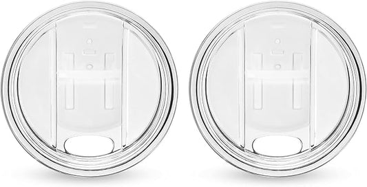 Host Wine Freeze Replacement Lids for Tumblers - Set of 2, Sliding Tab Closure, Travel Cup Lid for Wine Freeze Cooling Cup, Clear