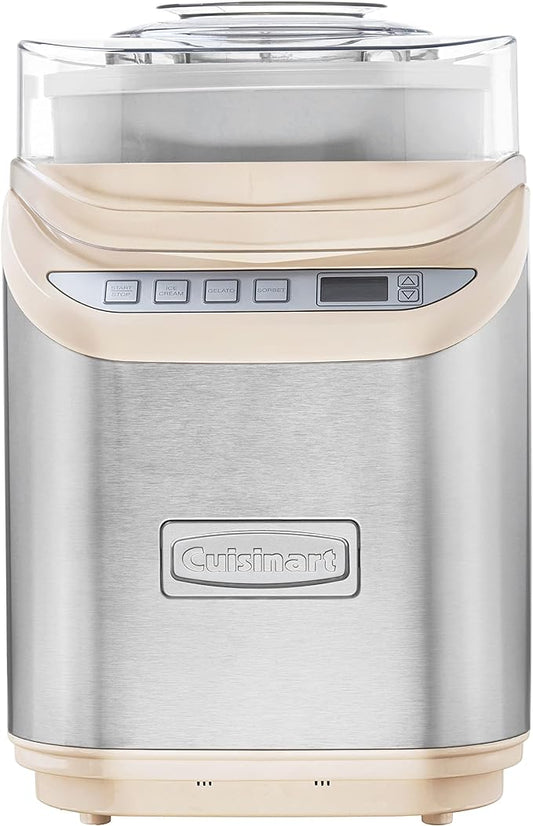 Cuisinart ICE-70CRM 2-Quart Cool Creations Ice Cream, Frozen Yogurt, Gelato and Sorbet Maker, LCD Screen with Countdown Timer, Makes Frozen Treats in 20-Minutes or Less, Cream