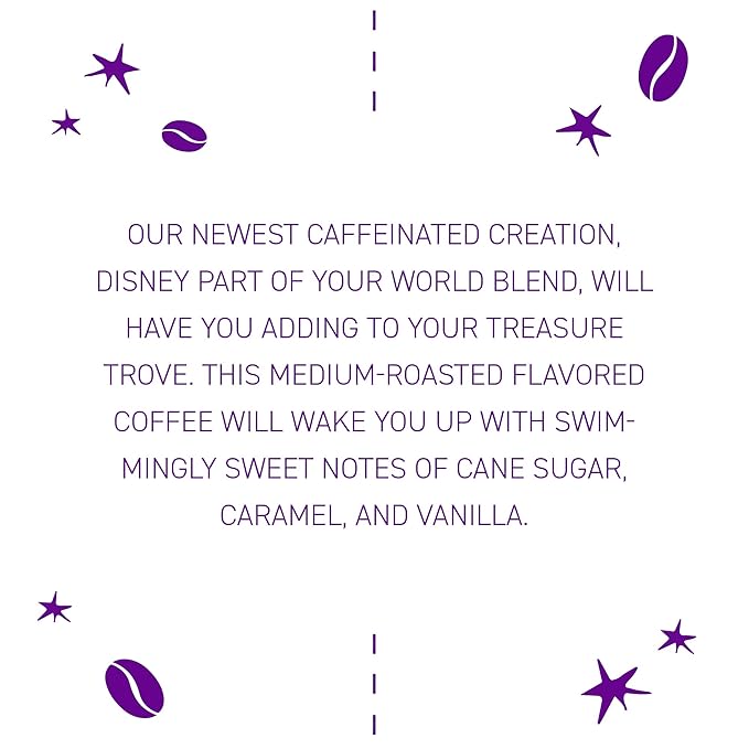 Joffrey's Coffee - Disney The Little Mermaid Part of Your World Blend, Disney Specialty Coffee Collection, Smooth Flavors, Artisan Medium Roast, Arabica Beans, Brew or French Press (Ground, 11oz)