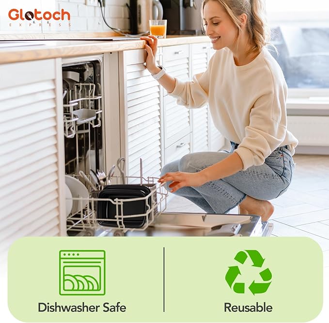 Glotoch Meal Prep Containers Reusable with Lids, 24oz 10 Pack (20-Piece) Food Storage Containers Microwave,Freezer,Dishwasher Safe, Leakproof & BPA Free Durable Plastic Bento Box To Go Take Out