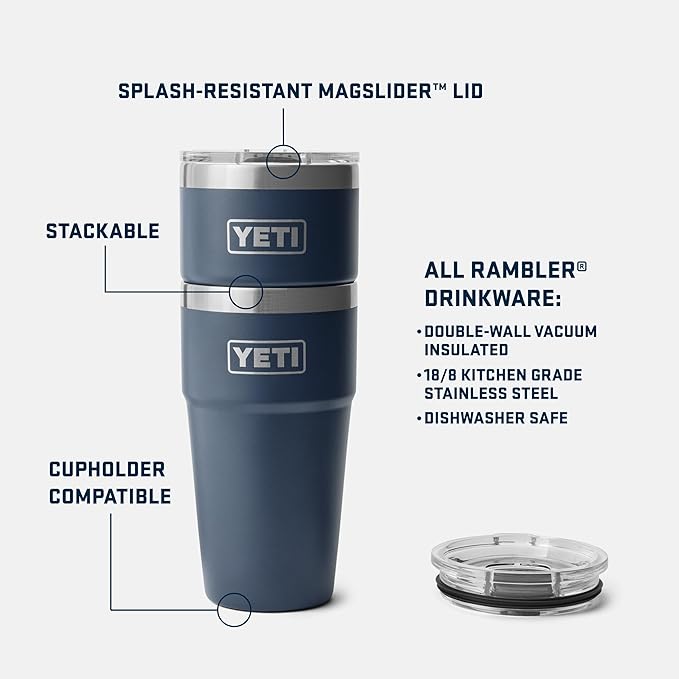 YETI Rambler Stackable Pint, Vacuum Insulated, Stainless Steel with MagSlider Lid