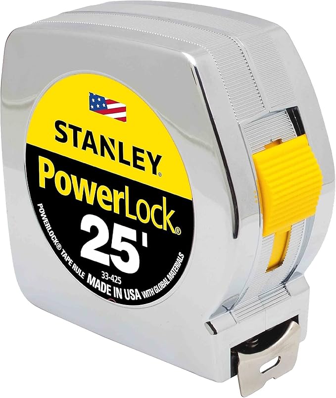 Stanley 33425 Powerlock II Power Return Rule, 1-Inch x 25ft, Chrome/Yellow