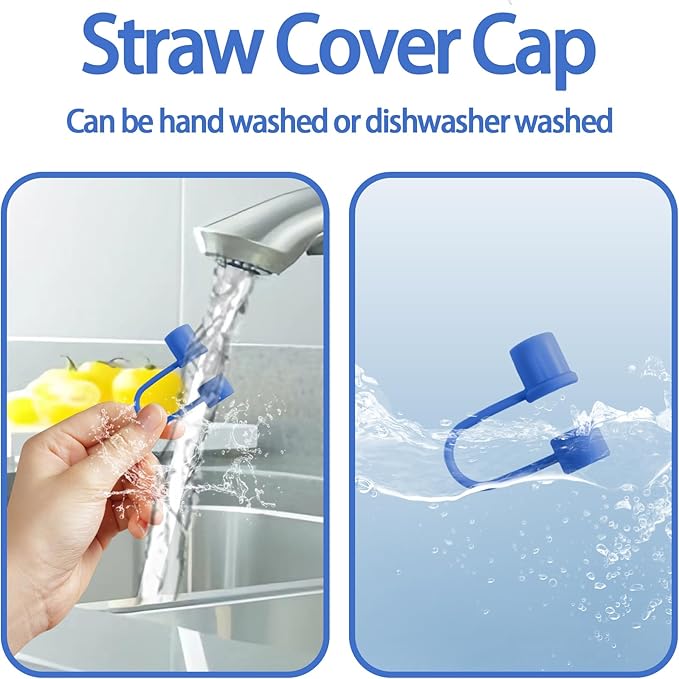 6PCS Silicone Straw Covers Cap Compatible with Stanley Cup 30-40 oz Tumbler with Handle 10mm Straw Toppers Reusable Straw Cover for Stanley Cup Accessories （Blue）