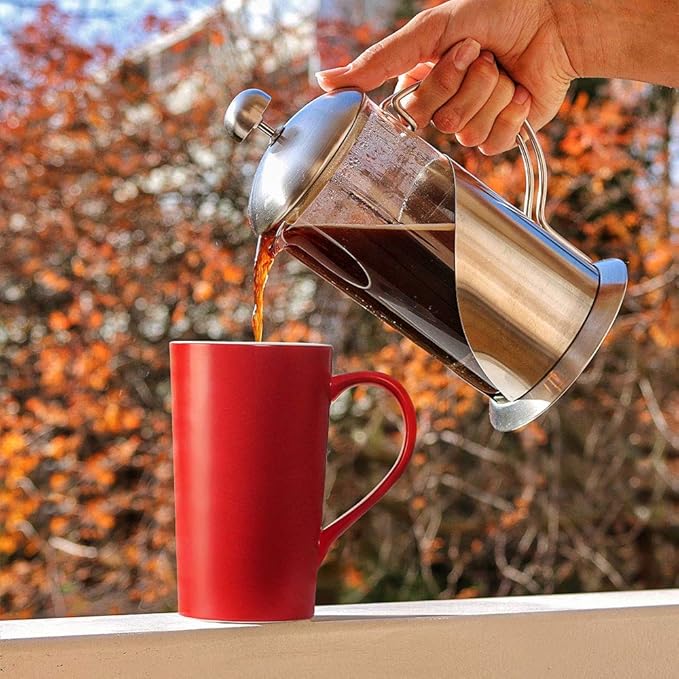 Smilatte 20 oz Large Coffee Mugs, M007 Plain Tall Ceramic Cup with Handle for Dad Men, Set of 2, Christmas Red