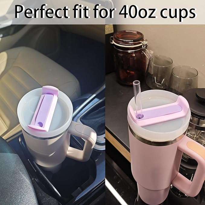 40 OZ Tumbler Lid Replacement Fit for Stanley Cup, 2 Pack Clear Replacement Lids Fit for Stanley Travel Tumbler, Spill Proof Tumbler Covers for Stanley Cup Accessories (Opaque - Purple)
