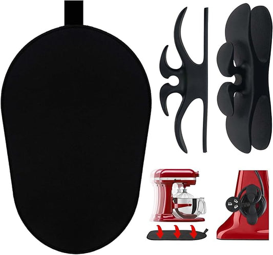 Sliding Mat for Kitchenaid Mixer with 2 Black Kitchen Accessories, Mover Slider Mat Pad for 5-8 Qt Bowl-Lift Stand Mixer, Kitchen Appliance Slider Mat Compatible with Professional 600 Stand Mixer