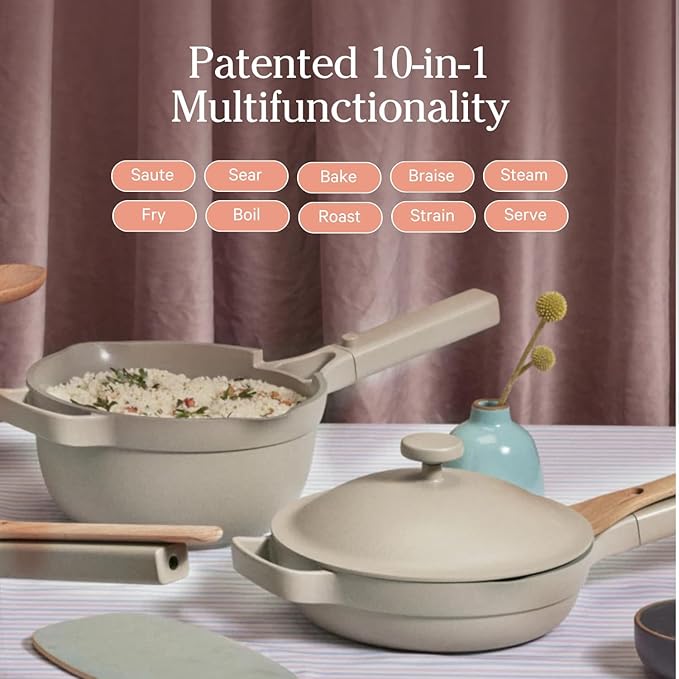 Our Place Mini Always Pan 2.0-8.5” (1.2 Qt) Nonstick, Toxin-Free Ceramic Cookware | Patented 10-in-1 Aluminum Frying & Sauté Pan | Safe for Oven, Induction & All Cooktops up to 450°F | Spice