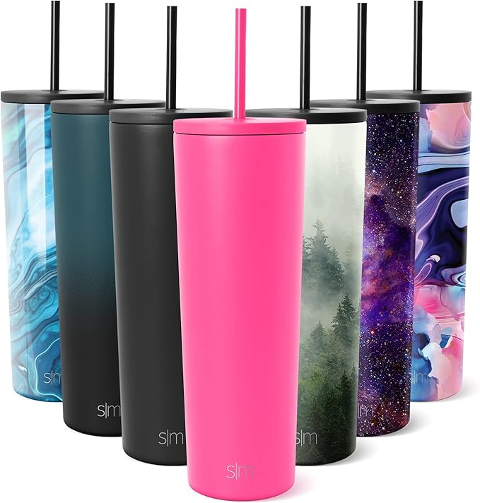 Simple Modern Insulated Tumbler with Lid and Straw | Iced Coffee Cup Reusable Stainless Steel Water Bottle Travel Mug | Gifts for Women Men Her Him | Classic Collection | 28oz | Raspberry Vibes