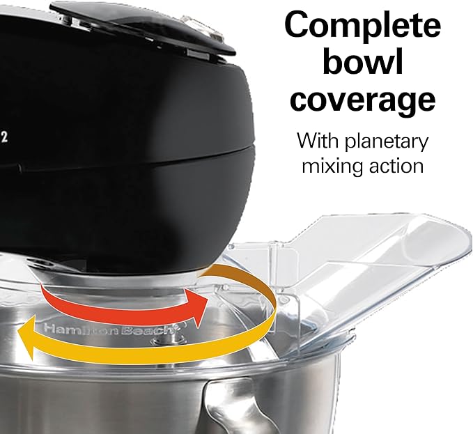 Hamilton Beach All-Metal 12-Speed Electric Stand Mixer, Tilt-Head, 4.5 Quarts, Pouring Shield, Licorice (63227)