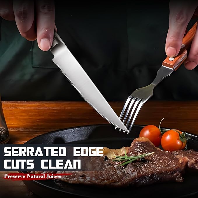 DRAGON RIOT Steak Knives Set of 4 Serrated Edge Steak Knife Set Japanese Stainless Steel Dinner Knife Diswasher Safe Steak Knives with Box