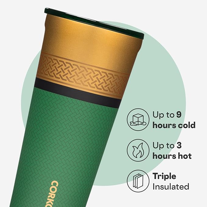 Corkcicle Disney Tumbler - Triple-Insulated Stainless Steel - Keeps Drinks Cold 9 Hours - Spill-Proof Lid - Reusable - Summer Drinkware Gift - Keeps Drinks Ice Cold - 24 oz - Loki