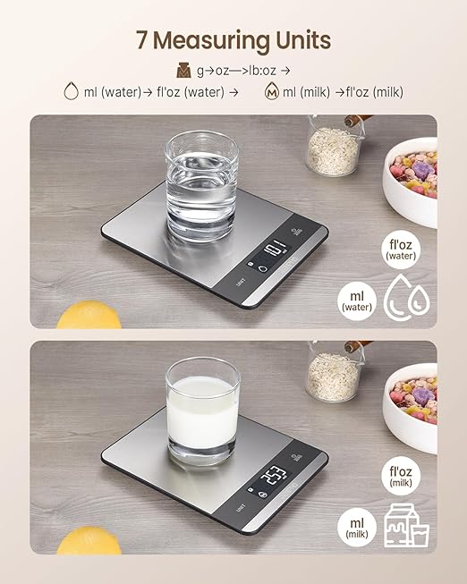 Food Scale, RENPHO Kitchen Scale 11lb, Baking Scale with 7 Units, Kitchen Scales Digital Weight Grams and Ounces, Cooking Scale for Weight Loss, Stainless Steel, Calibra 2