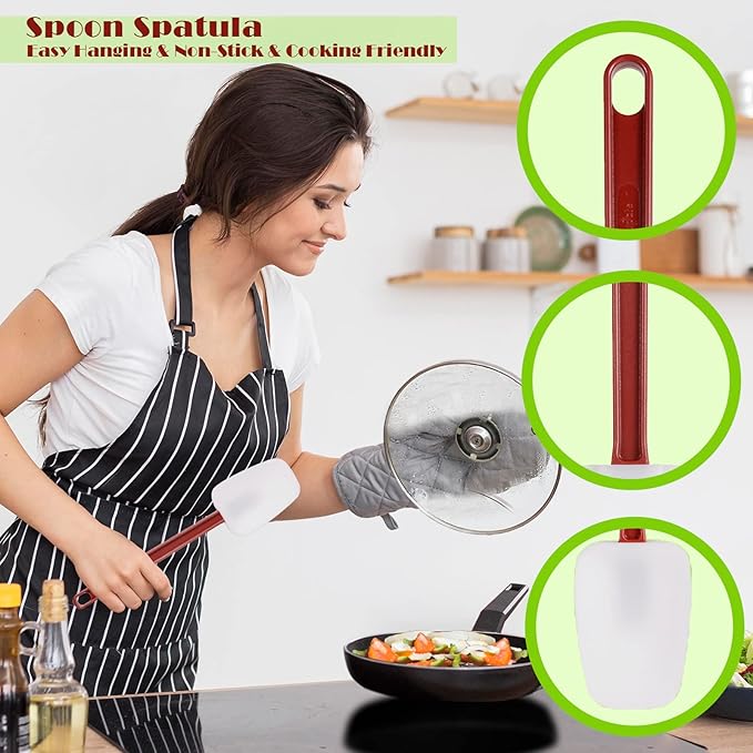 Commercial Spoonula Rubber Spatula Set, High Heat Spatula Spoon 9.5 Inches, Commercial Spatula for Cooking, Rubber Spatula Set Resistant to 500℉ (2 Spoonulas 9.5")