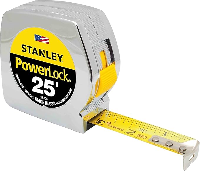 Stanley 33425 Powerlock II Power Return Rule, 1-Inch x 25ft, Chrome/Yellow