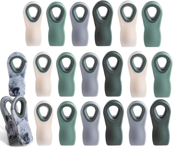 COOK WITH COLOR Bag Clips with Magnet- Food Clips, Chip Clips, Bag Clips for Food Storage with Airtight Seal Grip for Bread Bags, Snack Bags and Food Bags (Green Ombre, Pack of 20)