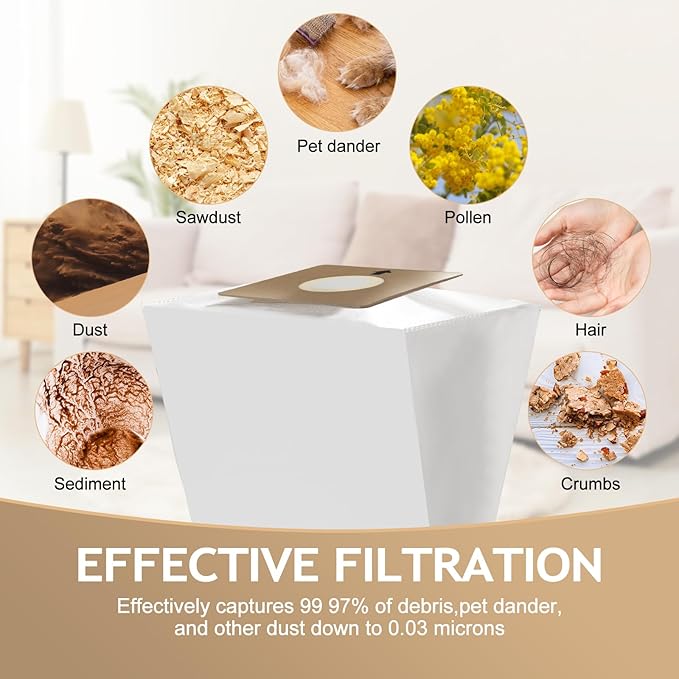 Compatible Replacement for Prolux Tritan Vacuum Bags,6 Pack HEPA Disposable Bags Made To Fit For Prolux Tritan Bagged Canister Vacuum Cleaner (6 Pack)