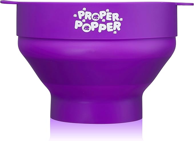 The Original Proper Popper Microwave Popcorn Popper, Silicone Popcorn Maker, Collapsible Bowl BPA Free & Dishwasher Safe - (Purple)