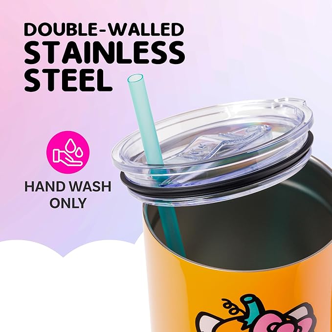 Silver Buffalo Sanrio Hello Kitty Halloween Jack-O-Lantern Stainless Steel Tumbler with Handle and Straw, Fits in Standard Cup Holder, 40 Ounces