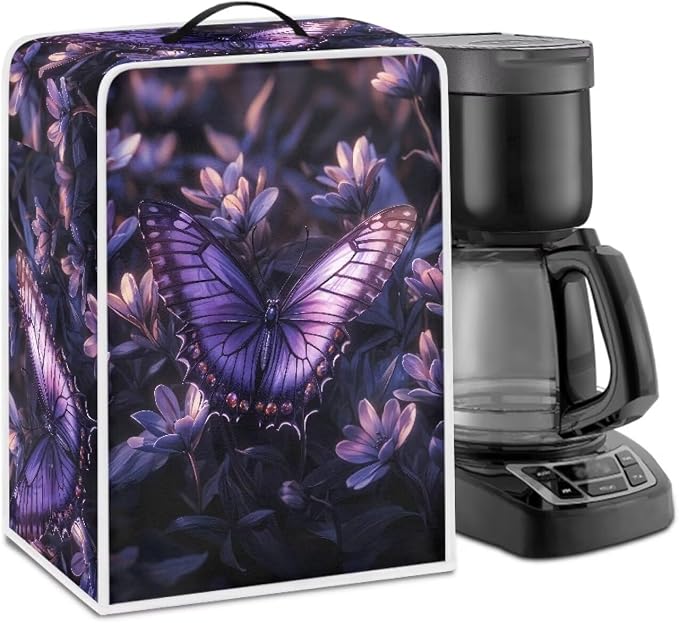 Coffee Machine Covers with Top Handle Purple Butterfly Washable Dust by Kathyboom