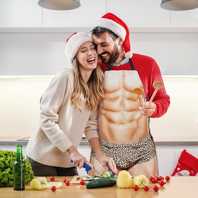 Funny Men Cooking Grilling Aprons Tattoo Belly BBQ Funny Gag Gifts for Christmas, White Elephant Gift Exchange (Tattoo, One Size)