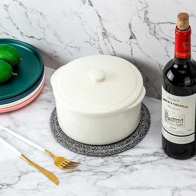 Trivets for Hot Dishes, Pots and Pans, 8 Inches Hot Pads 5 Pcs, Pot Holders for Kitchen, Heat Resistant Mat Protect Counter, Coasters Set Home Essentials Farmhouse Decor (Deep Gray)