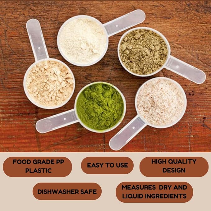 Plastic Measuring Scoop, (1.25 cc | 1/4 teaspoon | 1.25 mL) Long Handle Spoons for Powders, Granules, Coffee, Pet Food, Baking Supplies, Protein and Other Dry Goods, BPA Free (Set of 500)