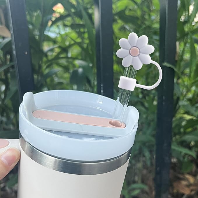 Velaco 7pc 0.4in/10mm Silicone Straw Covers - Compatible with Stanley 20-40 Oz Cup, Dust-Proof Straw Caps for Water Bottle