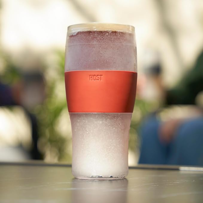 Host FREEZE Beer Glasses, Frozen Brew Mugs, Freezable Pint Glass Set, Insulated Beer Glass to Keep Your Drinks Cold, Double Walled Insulated Glasses, Gift for Dad, 16oz, Set of 2, Burnt Orange