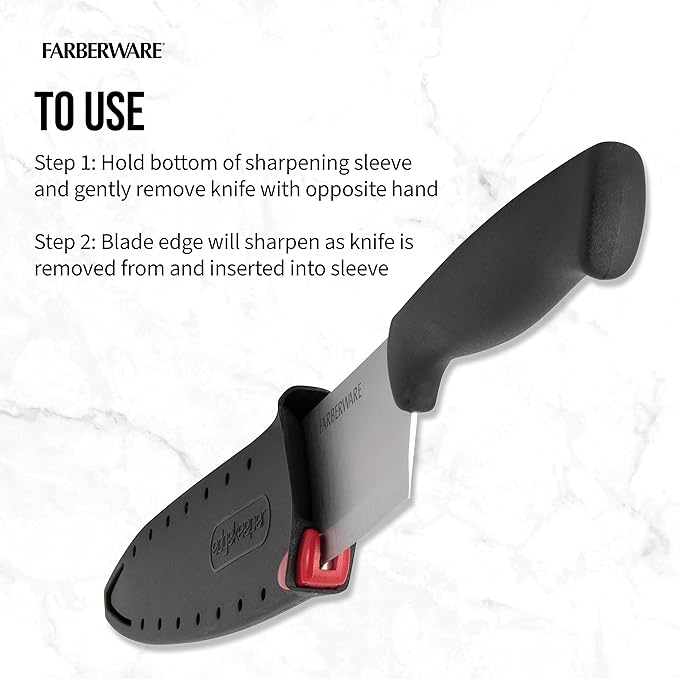 Farberware Edgekeeper Slicing Knife with Self-Sharpening Blade Cover, 8 Inch, Black