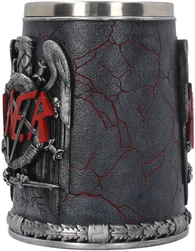 Nemesis Now B4128M8 Slayer Tankard Mug 14cm Black, Resin w/Stainless Steel Insert, Grey