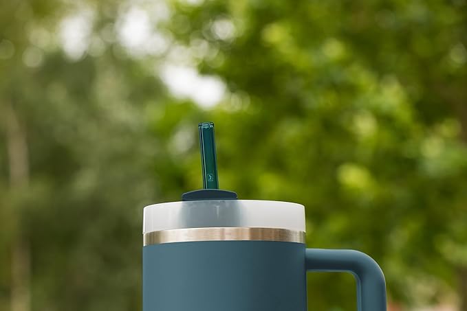 HALM Stanley Quencher Tumbler Glass Straws Blue Reusable Replacement Straws for Tumbler with Handle Stainless Steel Drinking Cup Accessory BPA-Free & Dishwasher Safe