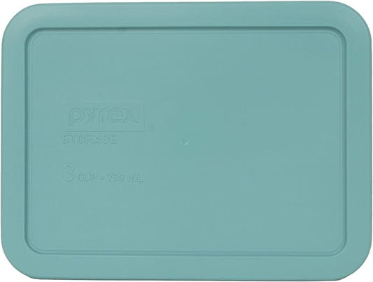 Pyrex 7210-PC 3 Cup Turquoise Rectangle Replacement Food Storage Lid - Made in USA