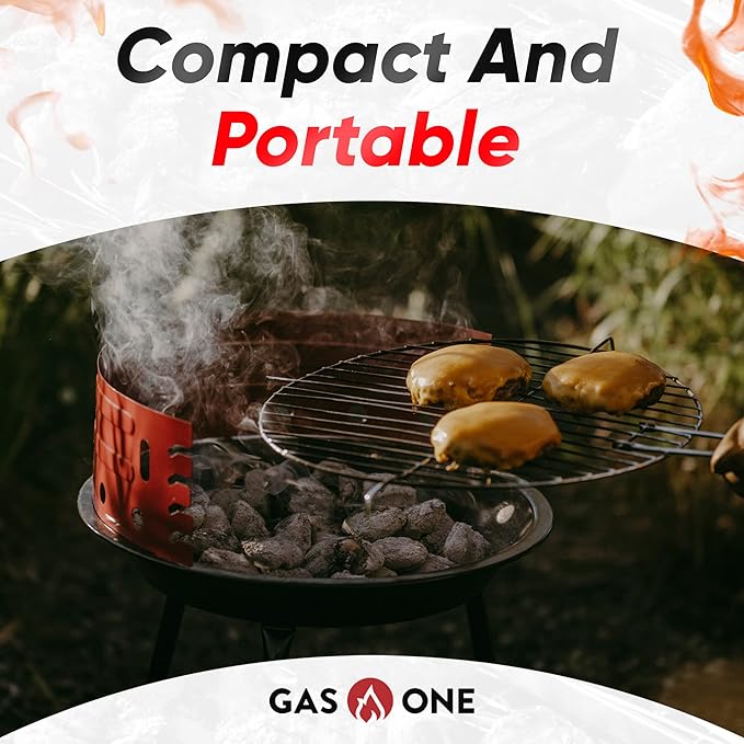 Gas One 16-inch Portable Barbecue Grill with 4 Levels for Flame Control – Dual Venting System – Small Charcoal Grill for Backyard, Camping, Boat