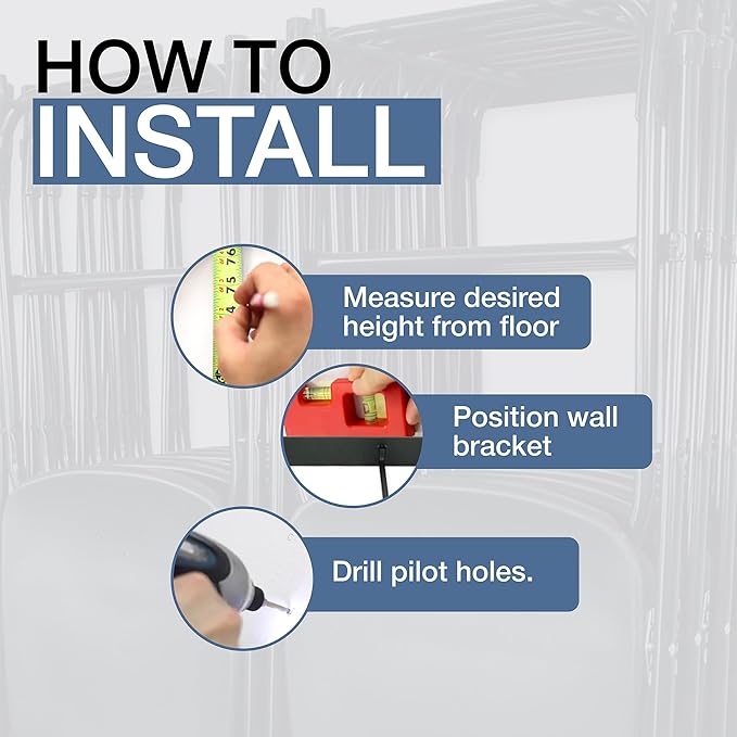 StoreYourBoard Double Chair Storage Rack – 2 Pack Heavy Duty Folding Chair Rack for Garage Organization, Holds 200 lbs, Chair Hangers for Folding, Patio, Beach & Camping Chairs