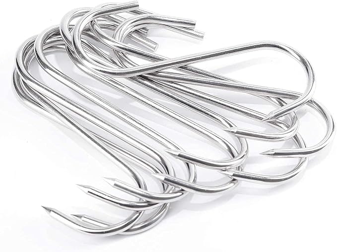 ARTOYS Meat Hooks (4''×4MM), 20Pack,Stainless Steel 304 Butcher's Hook, Meat Hook Tool for Hunting,Hanging, Drying, Butchering, Smoking, BBQ, Grilling Set.