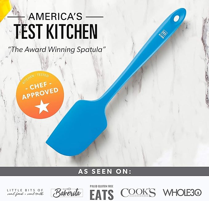 DI ORO Silicone Spatula - 600°F Heat-Resistant Rubber Kitchen Spatula for Baking, Scraping, & Mixing - BPA Free Nonstick Cookware Safe Flexible Utensil for Cooking - Seamless & Dishwasher Safe (Blue)