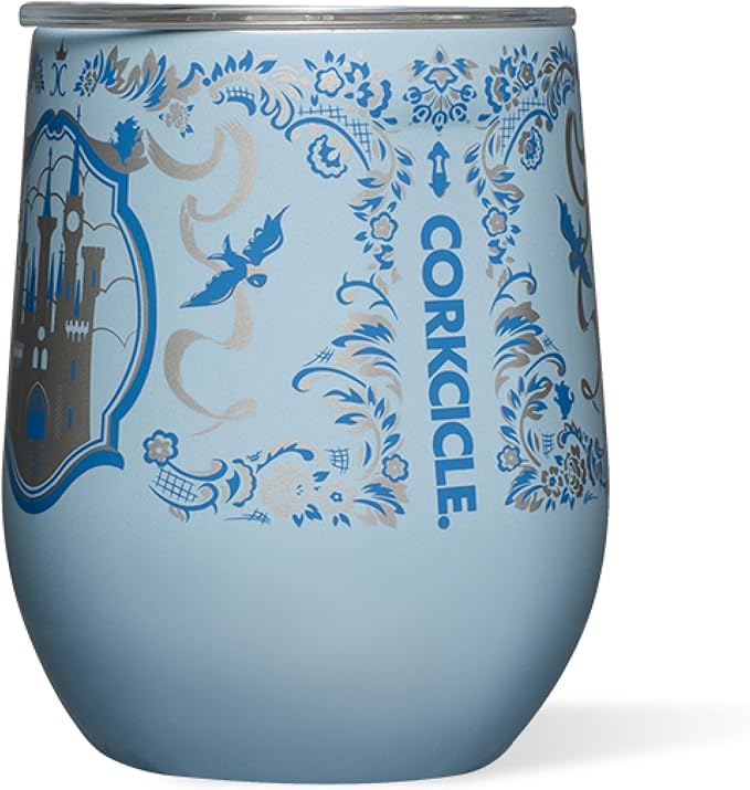 Corkcicle Stemless Insulated Wine Glass Tumbler - Keeps Beverages Cold 6 Hours & Hot 3 Hours - Stainless Steel - Easy-Grip - Summer Drinkware Gift - Keeps Drinks Ice Cold - 12 oz - Princess Cinderella