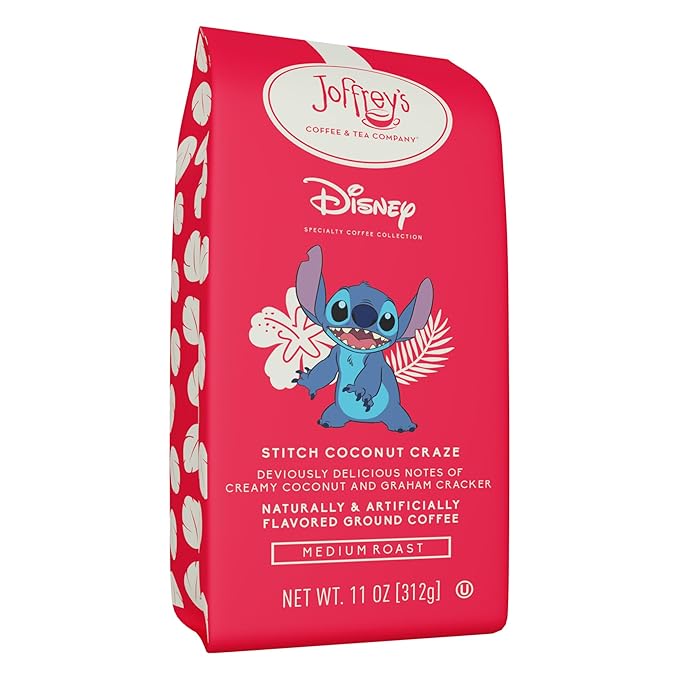 Joffrey's Disney Stitch Coconut Craze Flavored Coffee - Specialty Collection, Arabica Ground, Medium Roast (11oz)