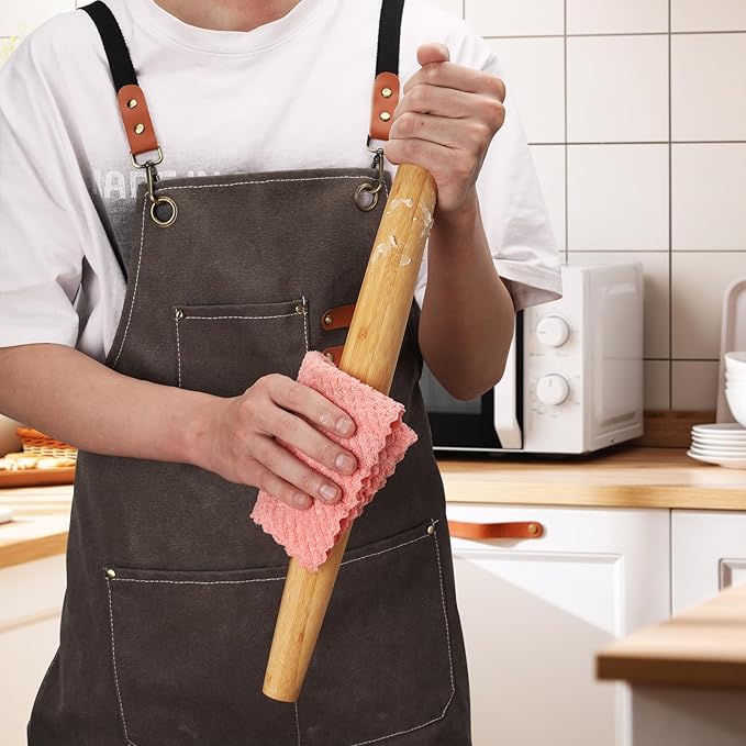 Classic French Rolling Pins Bamboo Wooden Rolling Pin for Baking Pizza Dough Pie Cookie, 15.8-Inch