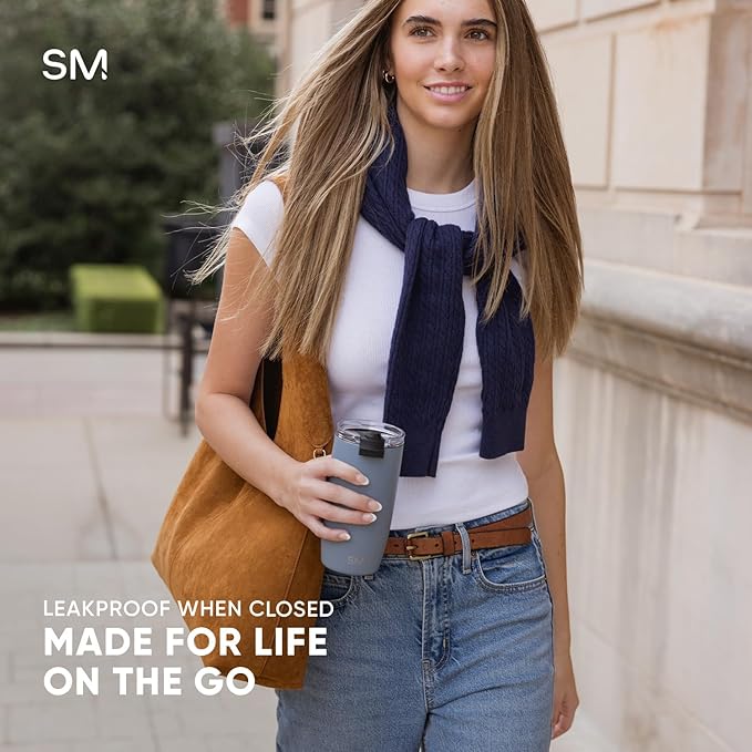 Simple Modern Travel Coffee Mug Tumbler with Flip Lid | Reusable Insulated Stainless Steel Cold Brew Iced Coffee Cup Thermos | Gifts for Women Men Him Her | Voyager Collection | 16oz | Baja