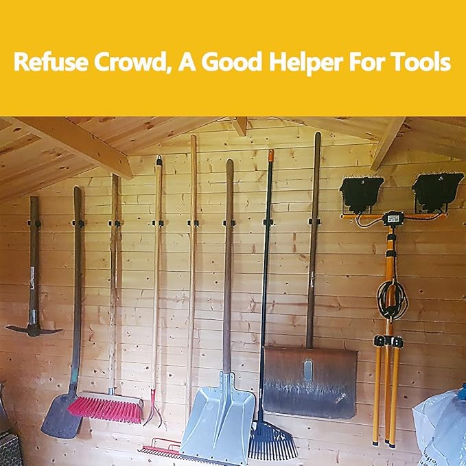 6 Pack Broom Holder Wall Mount, Stainless Steel Command Broom Holder with Screws, Mop Wall Mount Holder,Garden Tool Rack Wall Mount for Kitchen, Home, Bathroom, Garage Storage (15 Pack)