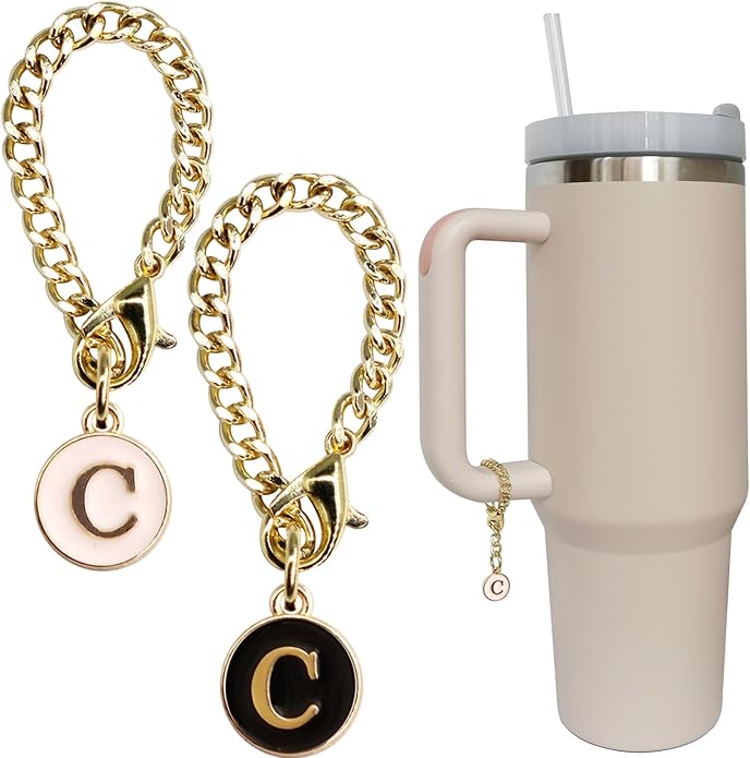 Letter Charm Accessories for Stanley Cup 2PCS Initial Name ID Personalized Handle Charm for Stanley Tumbler