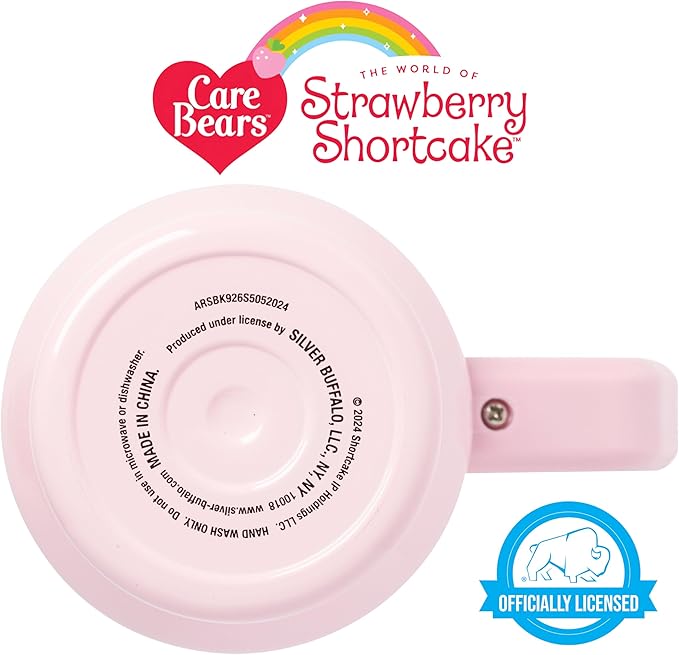 Silver Buffalo Strawberry Shortcake and Custard “Sweet” Stainless Steel Tumbler with Handle, Fits in Standard Cup Holder, 40 Ounces