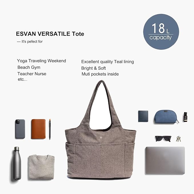 ESVAN Yoga Tote Bag Mat bag Women Shoulder Bags Carryall Tote - Image 6
