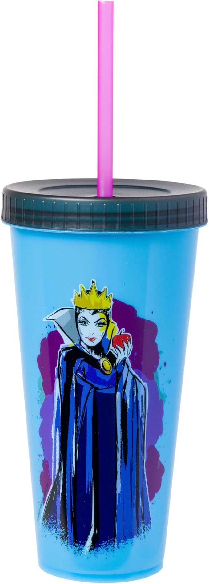 Silver Buffalo Disney Villains 4 pack Color Change Plastic Tumbler Featuring The Evil Queen, Cruella De Vil, Ursula, and Maleficent, 24 Ounces