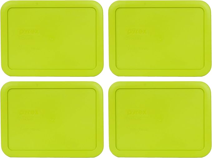Pyrex 7210-PC 3-Cup Edamame Green Plastic Food Storage Lid, Made in USA - 4 Pack